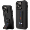 BMW BMHCP14L22GSLK Grip Stand Hot Stamp cietais apvalks, paredzēts Apple iPhone 14 Pro, melns