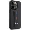 BMW BMHCP14L22GSLK Grip Stand Hot Stamp cietais apvalks, paredzēts Apple iPhone 14 Pro, melns