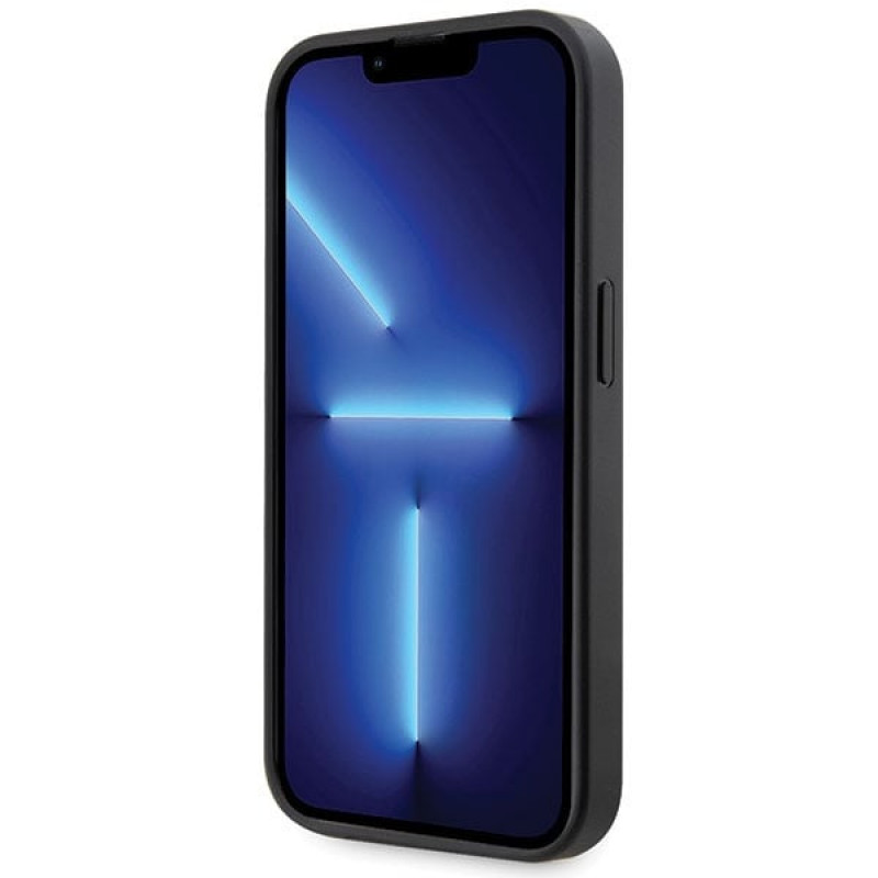 BMW BMHCP14L22GSLK Grip Stand Hot Stamp cietais apvalks, paredzēts Apple iPhone 14 Pro, melns