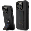 BMW BMHCP14X22GSLK Grip Stand Hot Stamp cietais apvalks, paredzēts Apple iPhone 14 Pro Max, melns