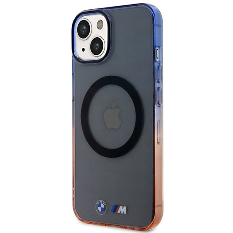 BMW BMHMP14MHTGE Gradient Bumper MagSafe cietais apvalks, paredzēts Apple iPhone 14 Plus / 15 Plus, pelēks