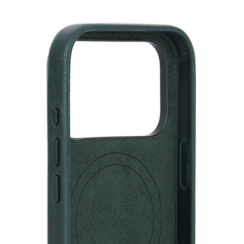 Mujjo Troubadour ādas vāciņš Apple iPhone 18 Pro / 17 Pro, MagSafe, obsidiāna zaļš