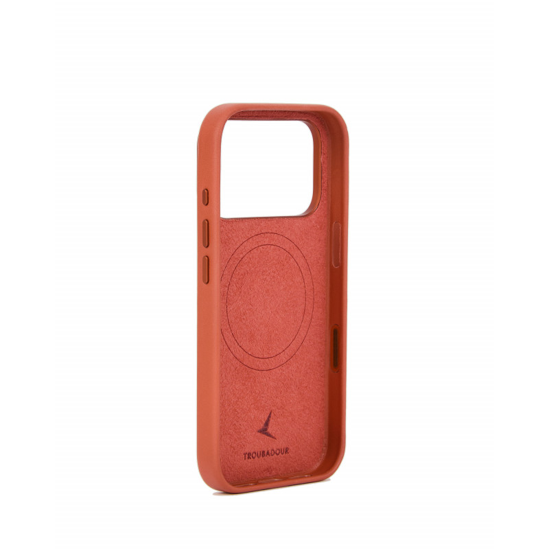 Mujjo Troubadour ādas vāciņš Apple iPhone 18 Pro / 17 Pro, MagSafe, terakotas krāsā