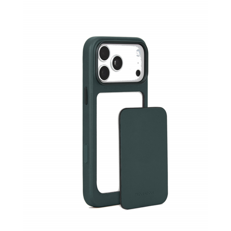 Mujjo Troubadour Modular Leather Case ādas futrālis Apple iPhone 18 Pro Max / 17 Pro Max, MagSafe, obsidiāna zaļš