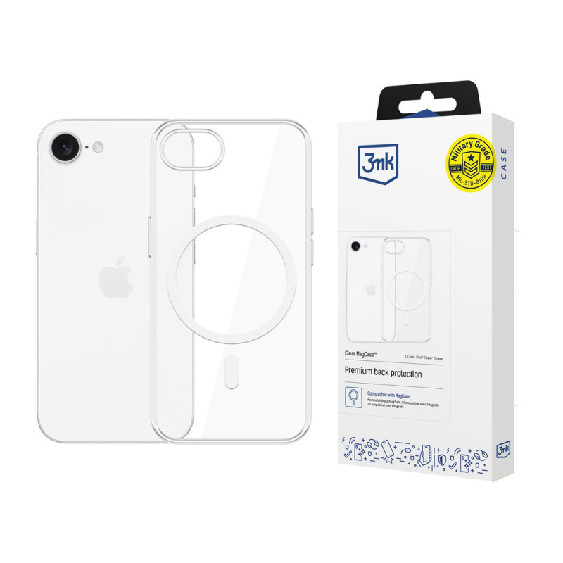 3MK Clear MagCase Apple iPhone 17e / 16e apvalks ar MagSafe, caurspīdīgs