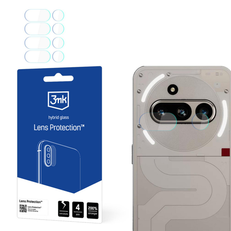 3MK Lens Protection hibrīdstikls Nothing Phone (3a) kameras objektīvam (4 gab.)