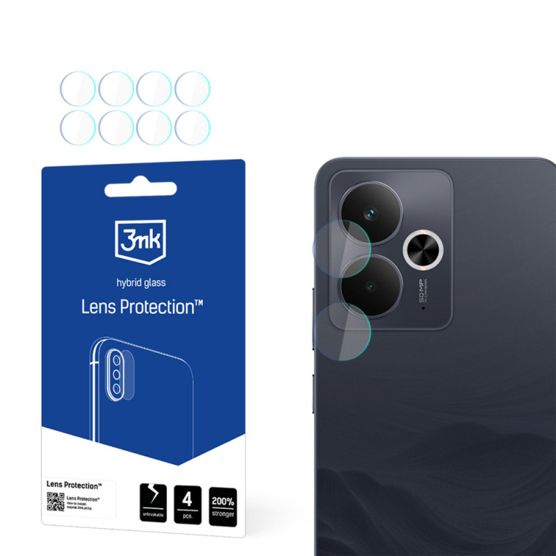 3MK Lens Protection hibrīdstikls kameras objektīvam Realme 14 5G / 14T 5G (4 gab.)