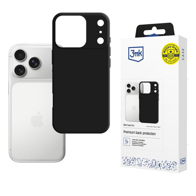 3mk Matt Case Pro apvalks Apple iPhone 17 Pro Max, matēts melns