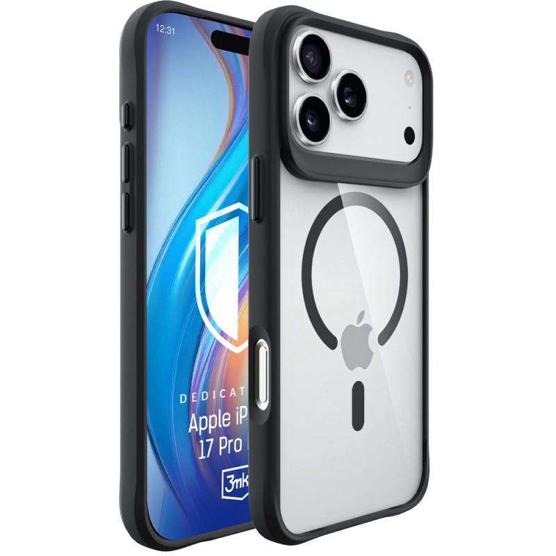 3mk Satin Armor MagCase apvalks Apple iPhone 17 Pro Max, caurspīdīgs melns