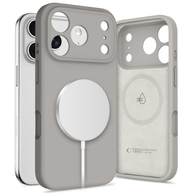 Tech-Protect Silicone MagSafe vāciņš Apple iPhone 17 Pro, akmens pelēks