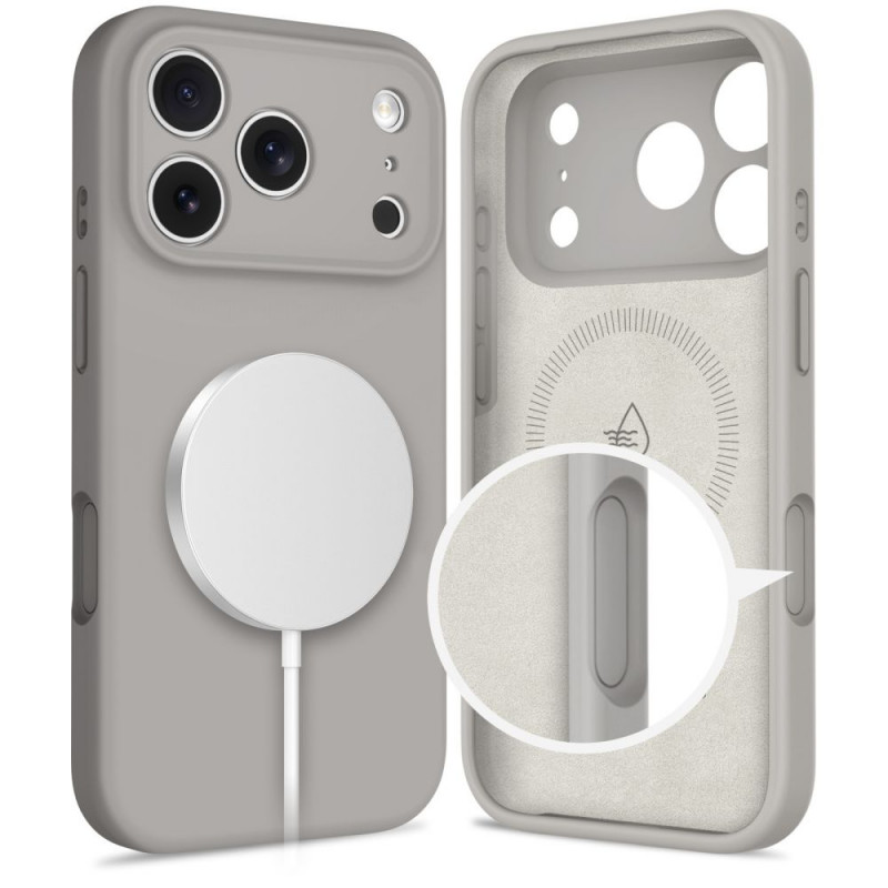 Tech-Protect Silicone MagSafe vāciņš Apple iPhone 17 Pro, akmens pelēks