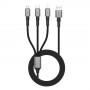 Tech-Protect UltraBoost DNA 3 vienā kabelis USB-A uz Lightning / USB-C / Micro-USB, 3 A, 120 cm, tērauda pelēks