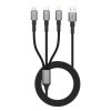 Tech-Protect UltraBoost DNA 3 vienā kabelis USB-A uz Lightning / USB-C / Micro-USB, 3 A, 120 cm, tērauda pelēks