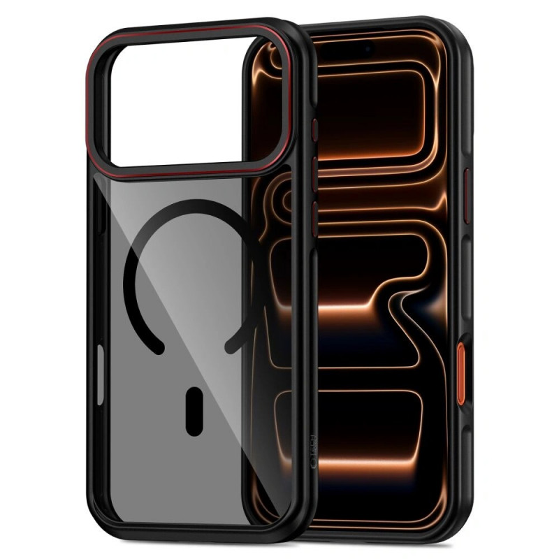 Tech-Protect MagHybrid MagSafe apvalks Apple iPhone 17 Pro Max, melna/sarkana krāsa