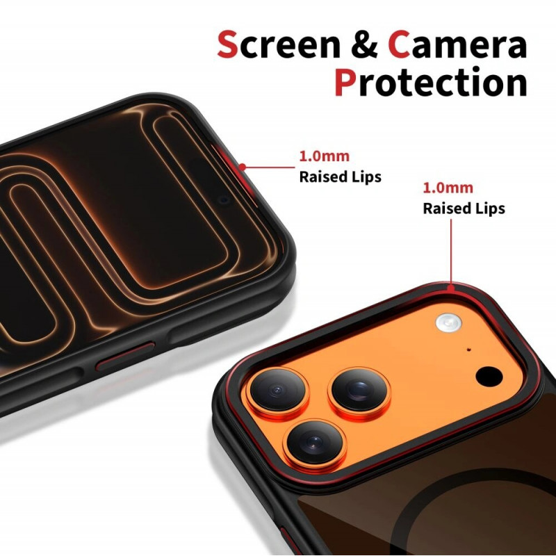 Tech-Protect MagHybrid MagSafe apvalks Apple iPhone 17 Pro Max, melna/sarkana krāsa