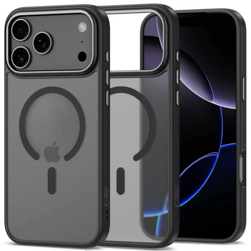 Tech-Protect MagEdge MagSafe apvalks Apple iPhone 17 Pro, matēta melna / tumšā metāla krāsa