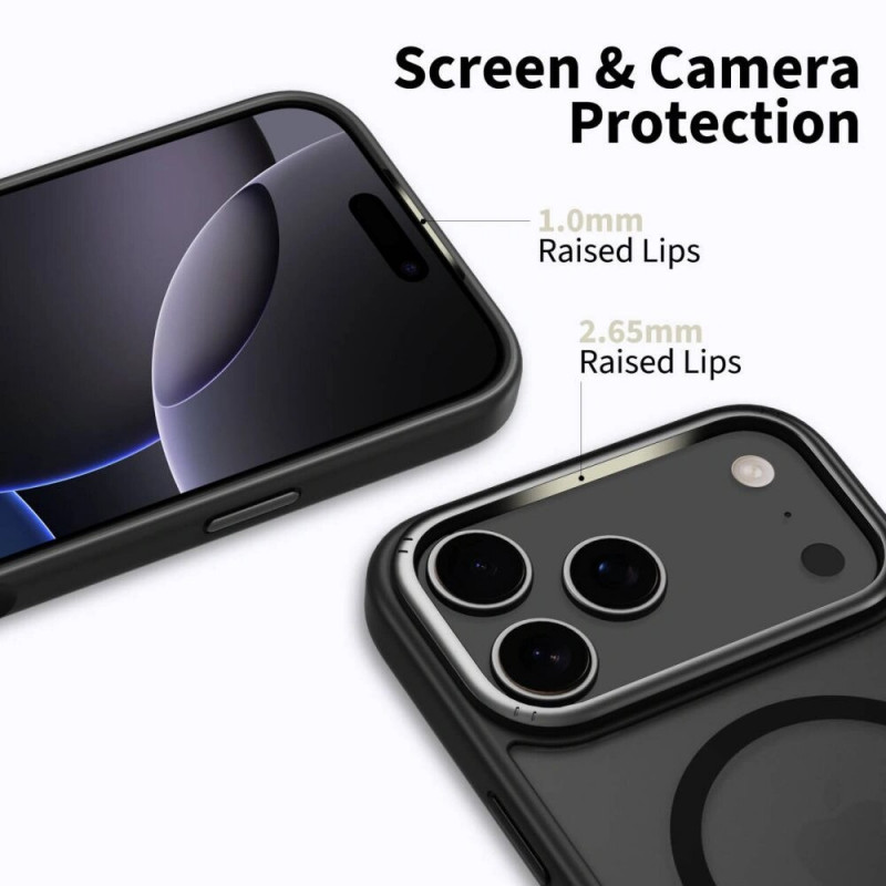 Tech-Protect MagEdge MagSafe apvalks Apple iPhone 17 Pro Max, matēta melna / tumšā metāla krāsa