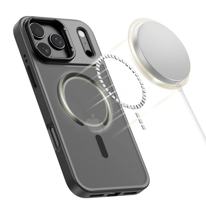 Tech-Protect Magstand MagSafe apvalks Apple iPhone 17 Pro, matēta melna krāsa