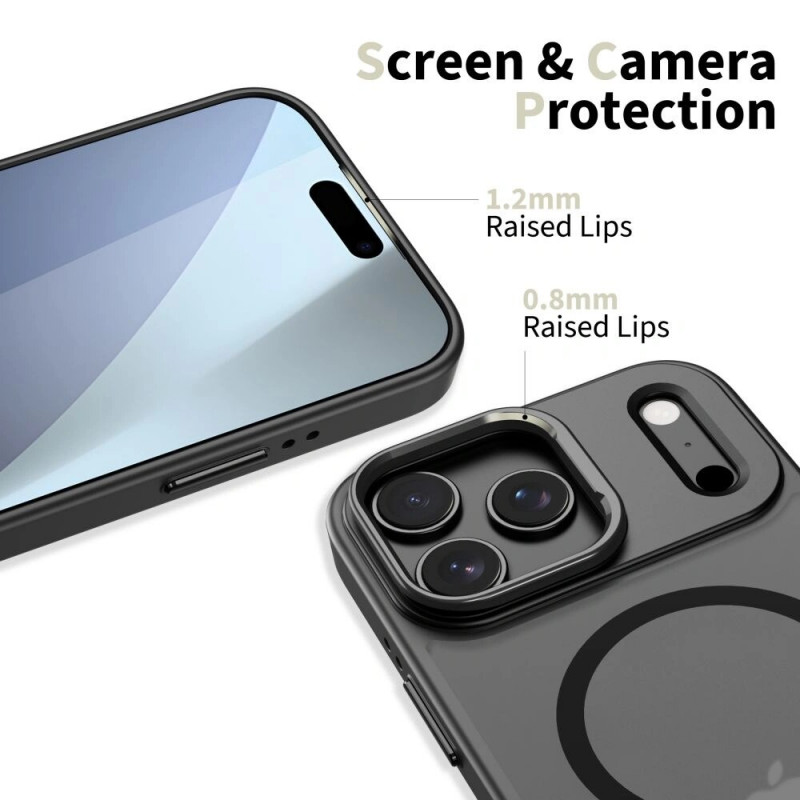Tech-Protect Magstand MagSafe apvalks Apple iPhone 17 Pro, matēta melna krāsa