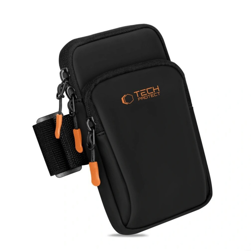 Tech-Protect M7 universālā sporta rokas apsēja (maciņš), melna/oranža