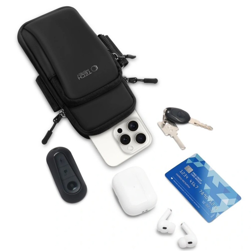 Tech-Protect M7 universālā sporta rokas apsēja (maciņš), melna/melna