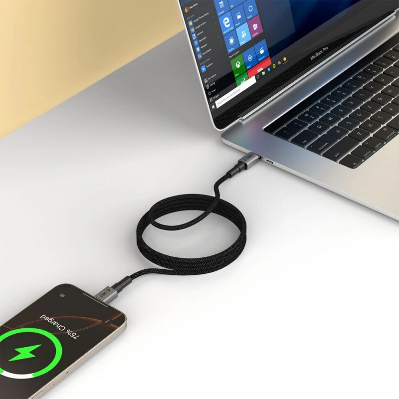 Tech-Protect Ultraboost DNA MagTwist USB-C kabelis PD 100W / 5A, 200 cm, dzelzs pelēks