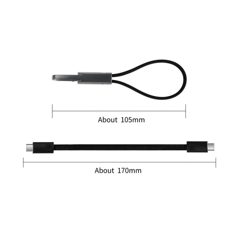 Tech-Protect Ultraboost DNA USB-C / USB-C kabelis ar atslēgu piekariņu PD 60W / 3A, 17 cm, dzelzs pelēks