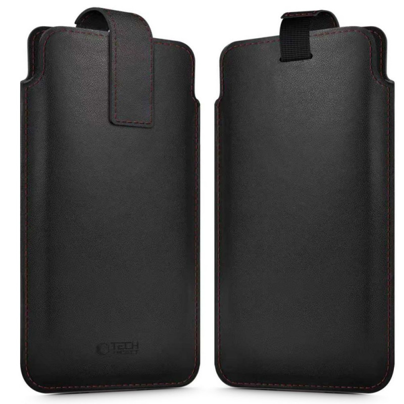 Tech-Protect SM65 universāls tālruņa maciņš, 6,0-6,9 collas, ekoāda, melns ar sarkanu