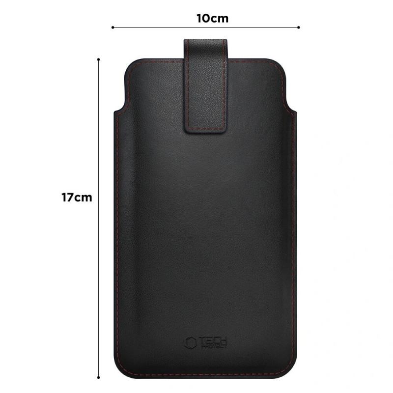 Tech-Protect SM65 universāls tālruņa maciņš, 6,0-6,9 collas, ekoāda, melns ar sarkanu