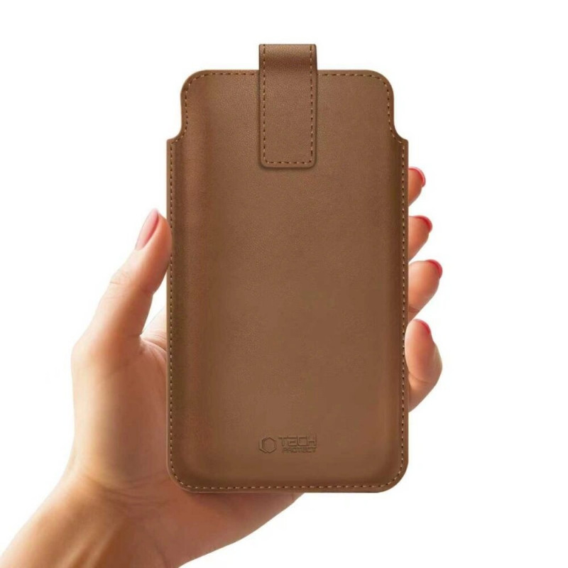 Tech-Protect SM65 universāls tālruņa maciņš, 6,0-6,9 collas, ekoāda, brūns