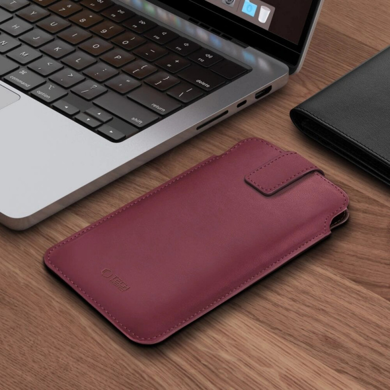 Tech-Protect SM65 universāls tālruņa maciņš, 6,0-6,9 collas, ekoāda, bordo