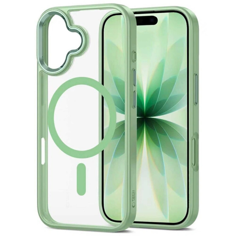 Tech-Protect MagMat MagSafe apvalks Apple iPhone 17, salvijas zaļš/caurspīdīgs