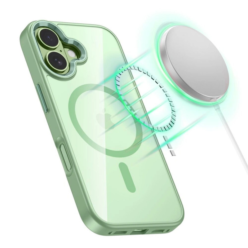 Tech-Protect MagMat MagSafe apvalks Apple iPhone 17, salvijas zaļš/caurspīdīgs