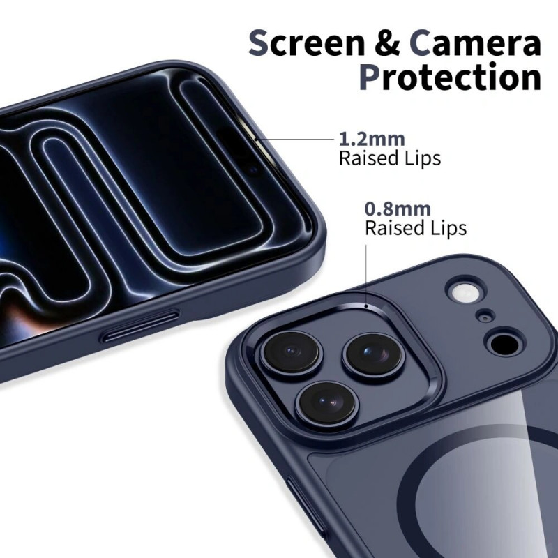 Tech-Protect MagMat MagSafe apvalks Apple iPhone 17 Pro, tumši zils/caurspīdīgs