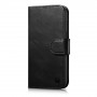 iCarer Oil Wax Wallet Case 2in1 ādas atverams futrālis iPhone 14 Plus, Anti-RFID, melns (WMI14220723-BK)