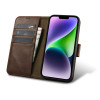 iCarer Oil Wax Wallet Case 2in1 ādas atverams futrālis iPhone 14 Plus, Anti-RFID, brūns (WMI14220723-BN)
