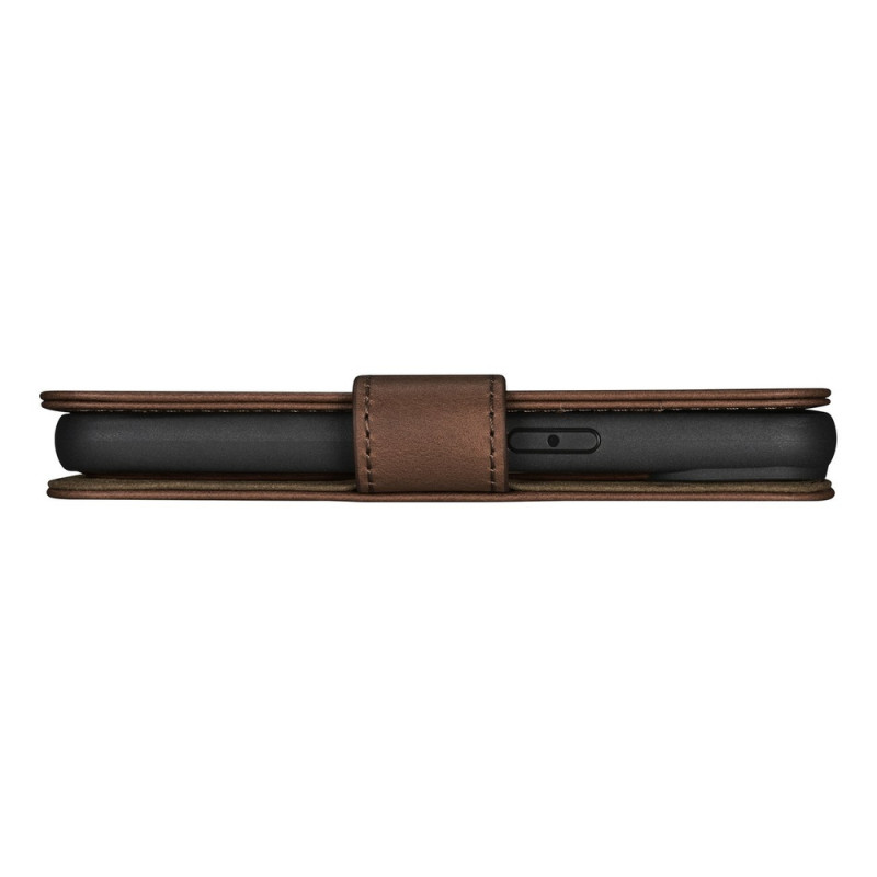 iCarer Oil Wax Wallet Case 2in1 ādas atverams futrālis iPhone 14 Plus, Anti-RFID, brūns (WMI14220723-BN)