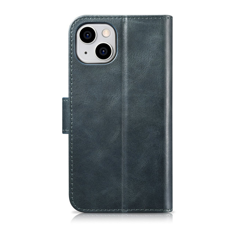 iCarer Oil Wax Wallet Case 2in1 ādas atverams futrālis iPhone 14 Plus, Anti-RFID, zils (WMI14220723-BU)