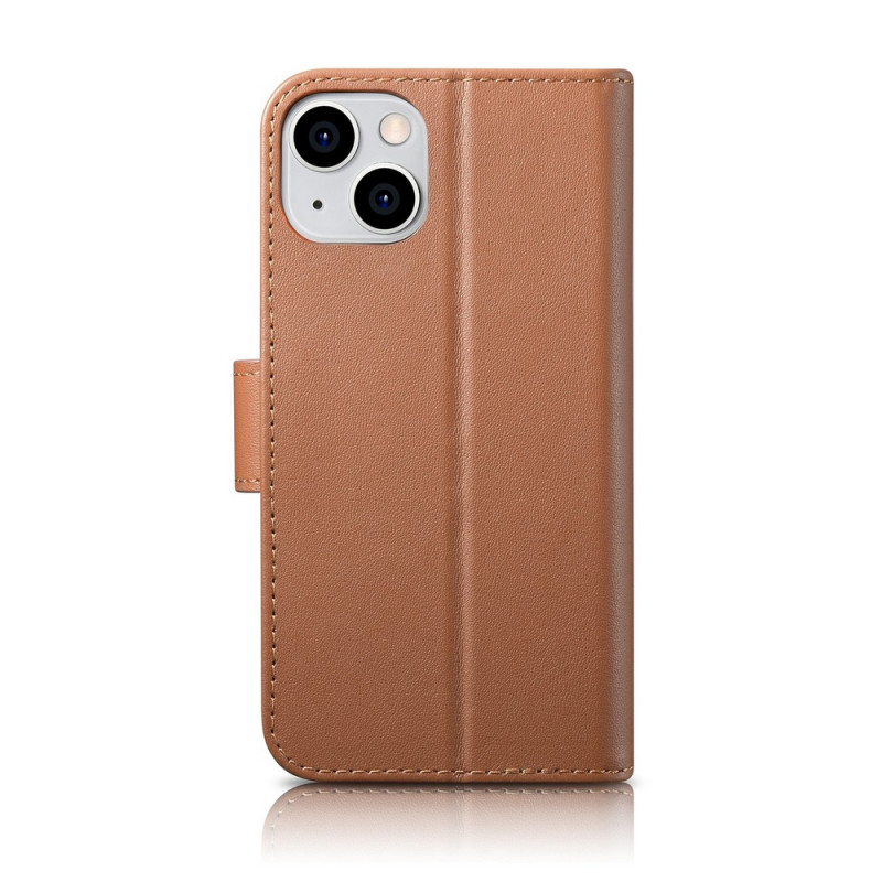 iCarer Wallet Case 2in1 ādas atverams futrālis iPhone 14 Plus, Anti-RFID, brūns (WMI14220727-BN)