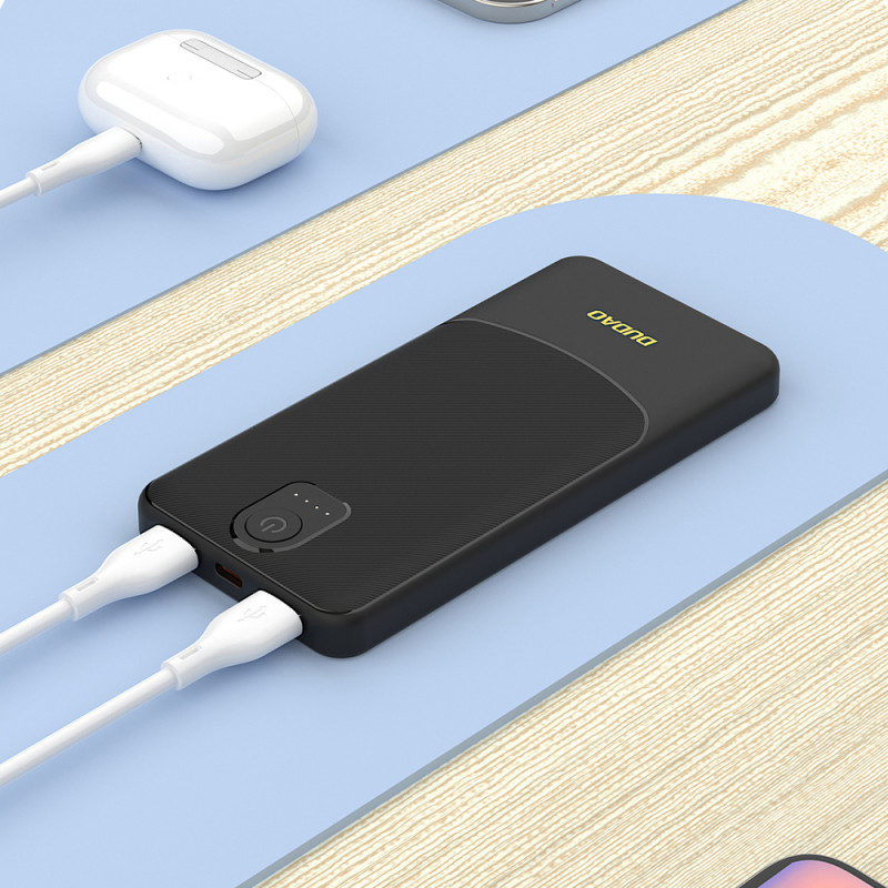 Dudao K10 10000 mAh ārējais akumulators, 2 x USB-A, 2,4 A, balts
