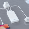 Dudao K10 10000 mAh ārējais akumulators, 2 x USB-A, 2,4 A, balts
