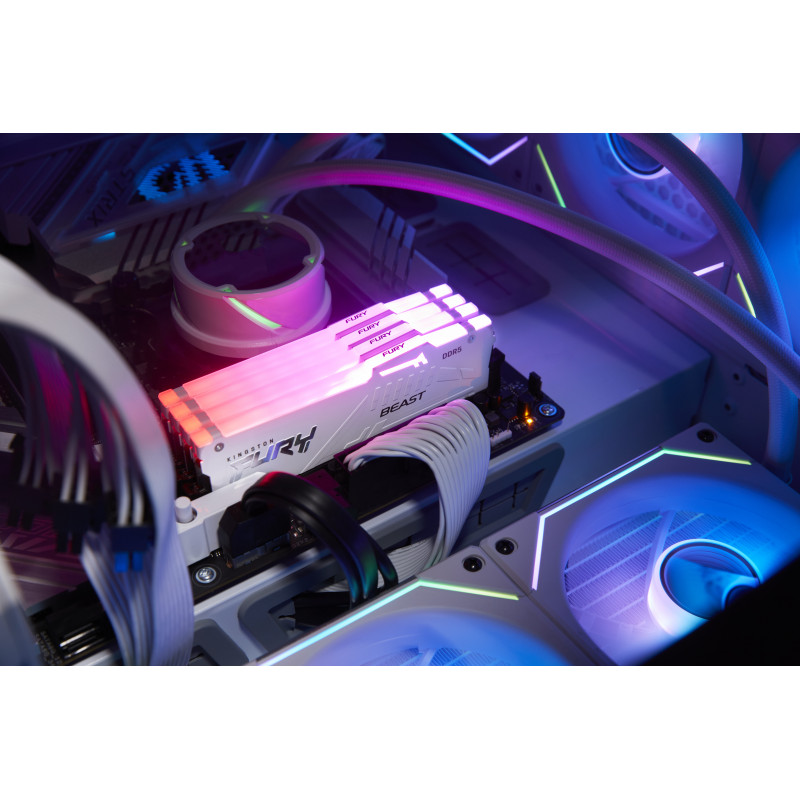 Kingston FURY Beast 16 GB DDR5-5600 CL40 DIMM atmiņas modulis, RGB, balts, KF556C40BWA-16
