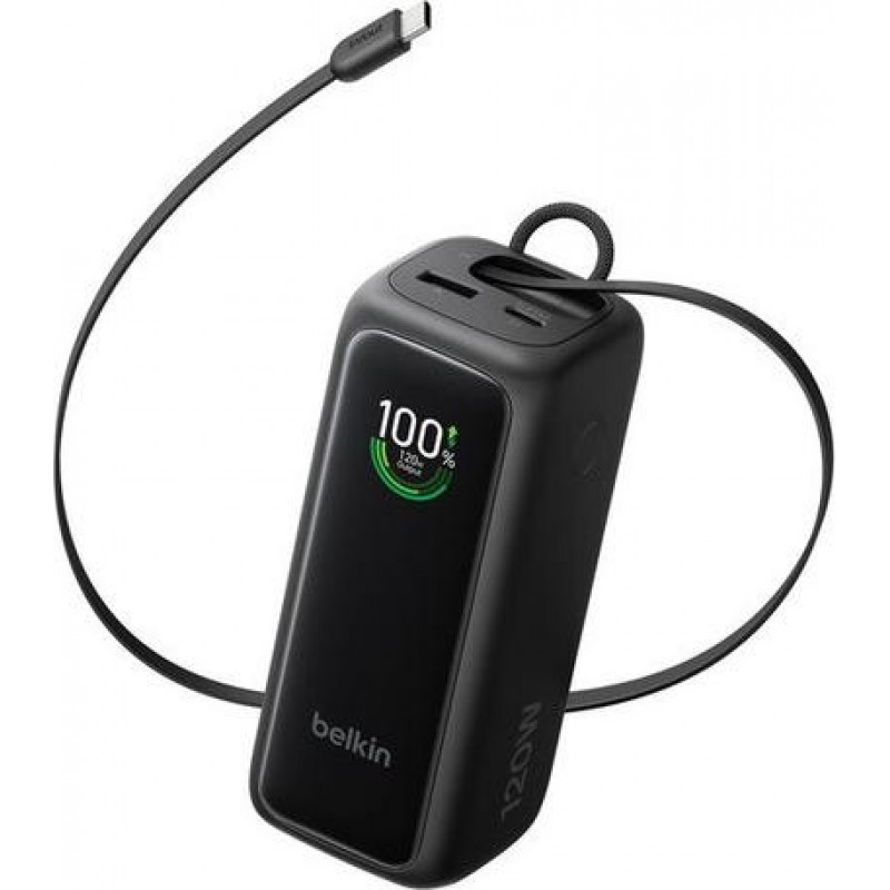 Belkin UltraCharge Smart Display Power powerbank akumulators BPB042HQBK, PD 120 W, ievelkams USB-C kabelis