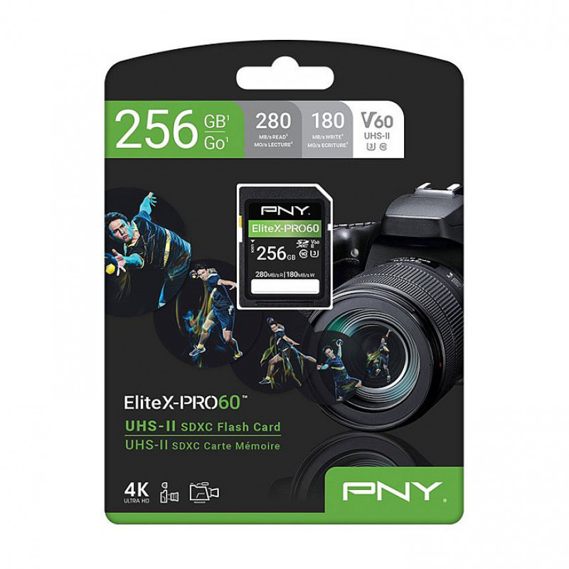PNY EliteX-PRO60 SDXC atmiņas karte 256 GB, UHS-II, Class 10, P-SD256V60280EXP6-GE