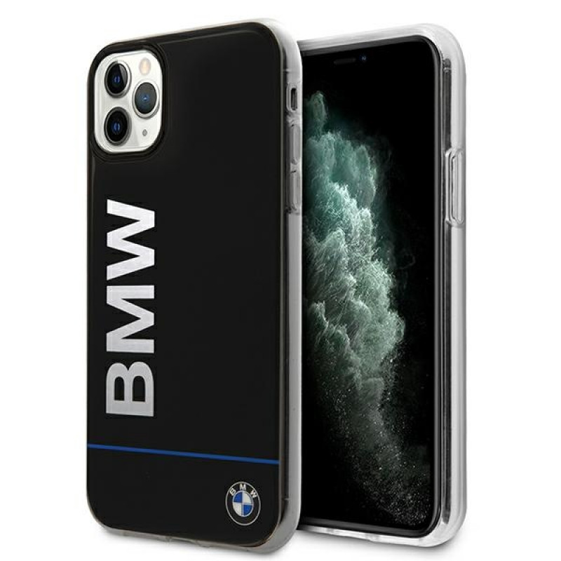 BMW BMHCN65PCUBBK Apple iPhone 11 Pro Max cietais maciņš Signature Printed Logo, melns