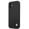 BMW BMHCP12SRCDPK Apple iPhone 12 mini cietais futrālis Leather Deboss, melns