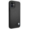 BMW BMHCP12SRCDPK Apple iPhone 12 mini cietais futrālis Leather Deboss, melns