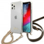 Guess GUHCP12MKC4GSGO Apple iPhone 12 / 12 Pro cietais maciņš 4G Gold Chain, caurspīdīgs