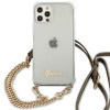 Guess GUHCP12MKC4GSGO Apple iPhone 12 / 12 Pro cietais maciņš 4G Gold Chain, caurspīdīgs