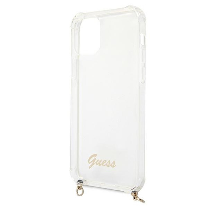 Guess GUHCP12MKC4GSGO Apple iPhone 12 / 12 Pro cietais maciņš 4G Gold Chain, caurspīdīgs